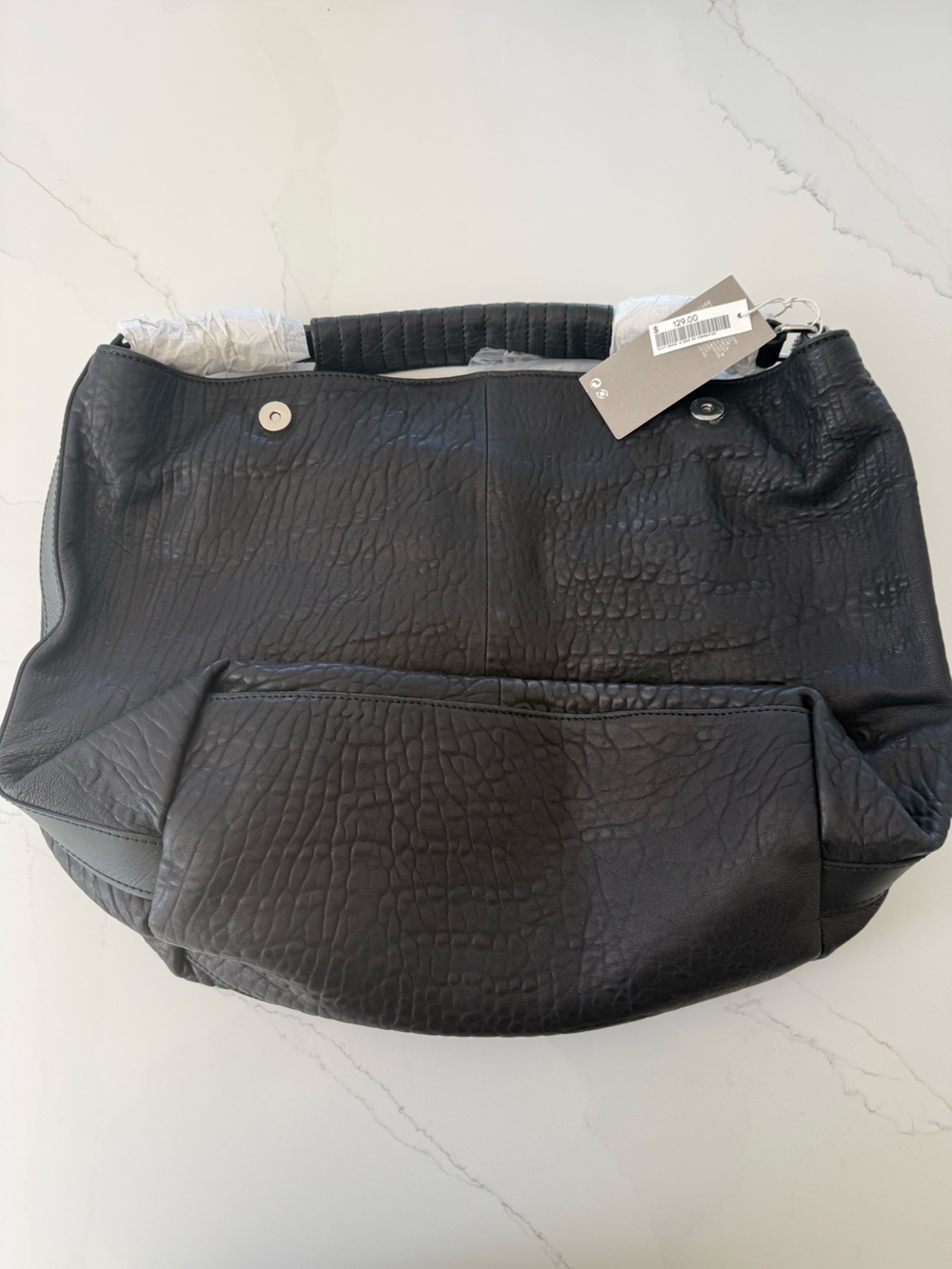 H & M Black Pebble Leather Shoulder Bag